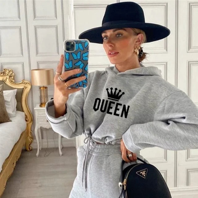 Women's 2-Piece Tracksuit - Hooded Sweatshirt and Jogger Pants Set, Sporty Pullover Hoodie and Casual Jogging Outfit 2024