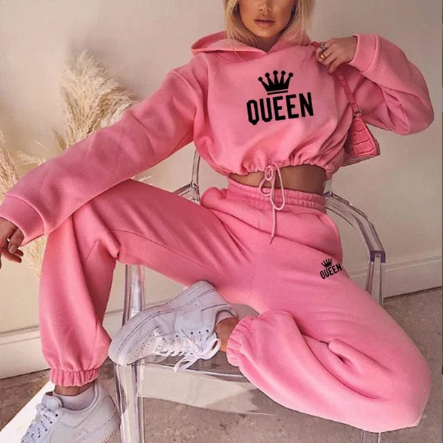 Women's 2-Piece Tracksuit - Hooded Sweatshirt and Jogger Pants Set, Sporty Pullover Hoodie and Casual Jogging Outfit 2024