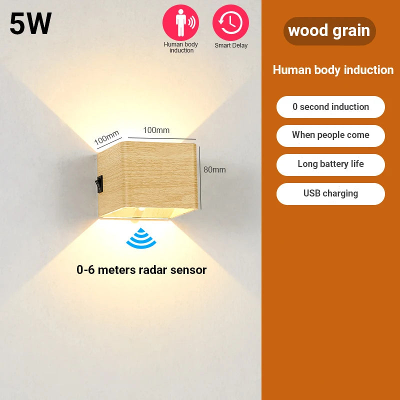 Usb Oplaadbare Led Wandlamp Menselijk Inductie Sensor Draadloze Wandlamp Draadloze Blaker Night Lamp Voor Nachtkastje Slaapkamer Gang