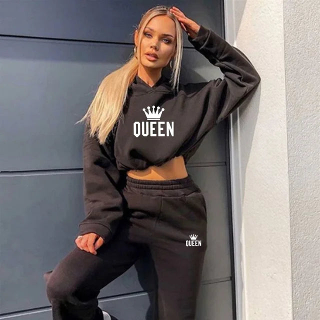 Women's 2-Piece Tracksuit - Hooded Sweatshirt and Jogger Pants Set, Sporty Pullover Hoodie and Casual Jogging Outfit 2024