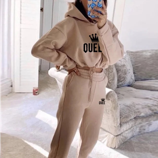 Women's 2-Piece Tracksuit - Hooded Sweatshirt and Jogger Pants Set, Sporty Pullover Hoodie and Casual Jogging Outfit 2024 