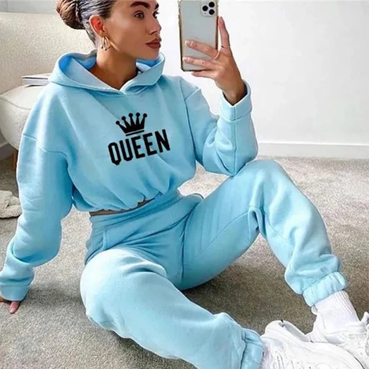 Women's 2-Piece Tracksuit - Hooded Sweatshirt and Jogger Pants Set, Sporty Pullover Hoodie and Casual Jogging Outfit 2024 